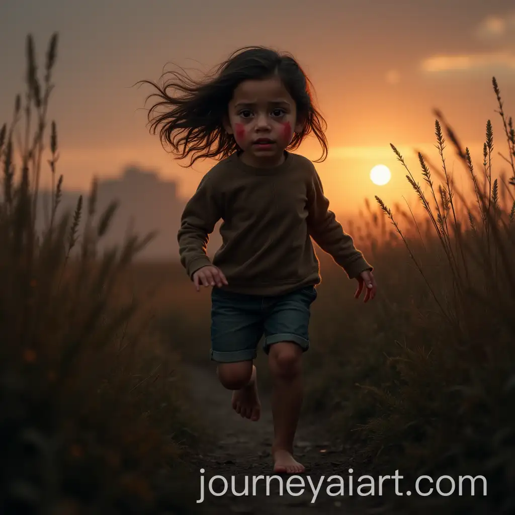 12YearOld-Girl-Running-Through-Fields-in-Twilight-with-Tears-on-Her-Cheeks