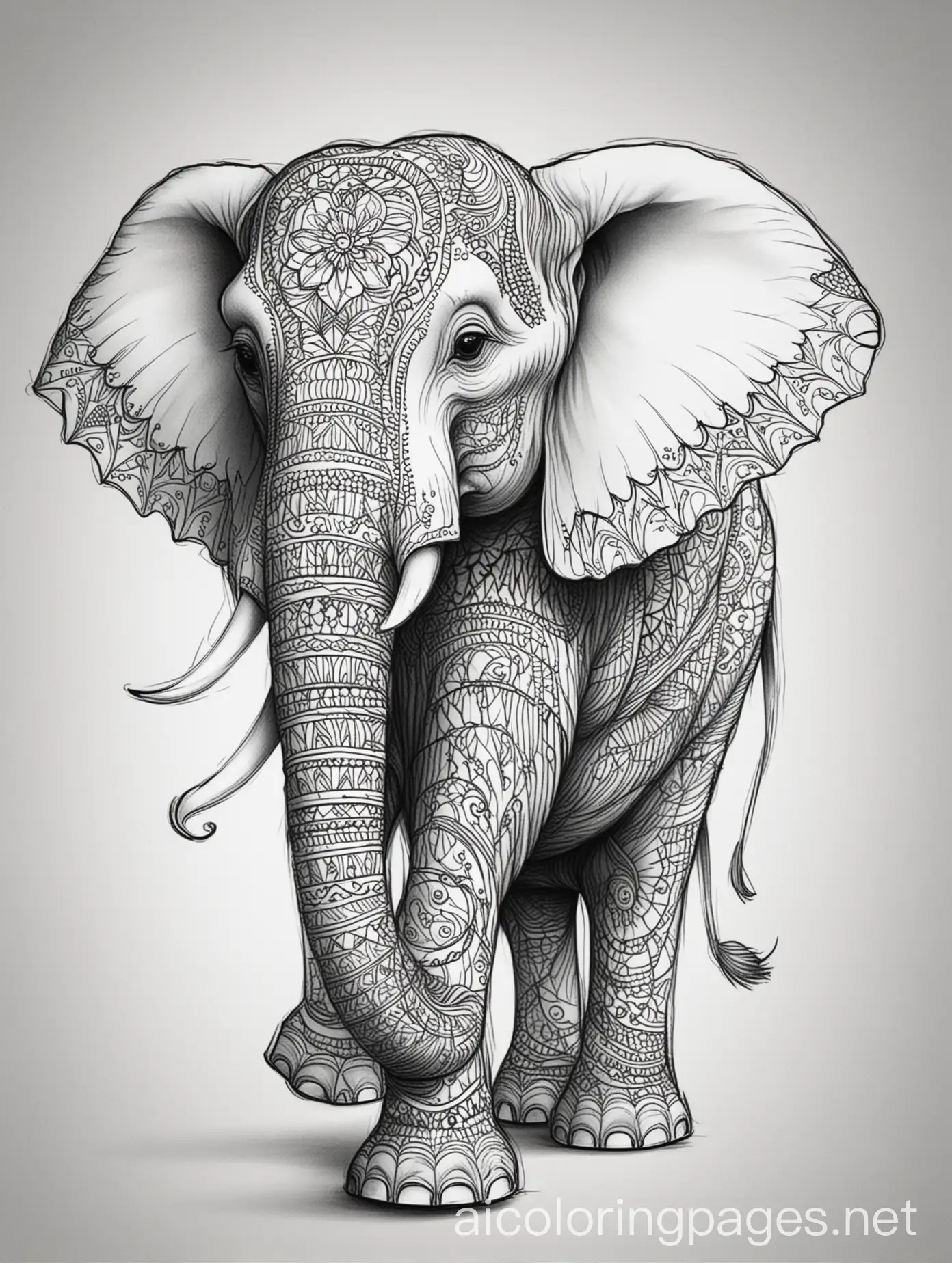 Intricate-Black-and-White-Elephant-Tattoo-Design