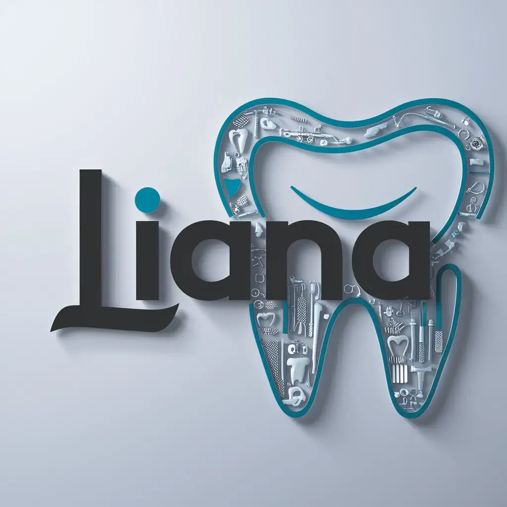 a logo design,with the text "Liana, dentist, caring for dental health and more.", main symbol:Tooth,complex,be used in Dentistry industry,clear background