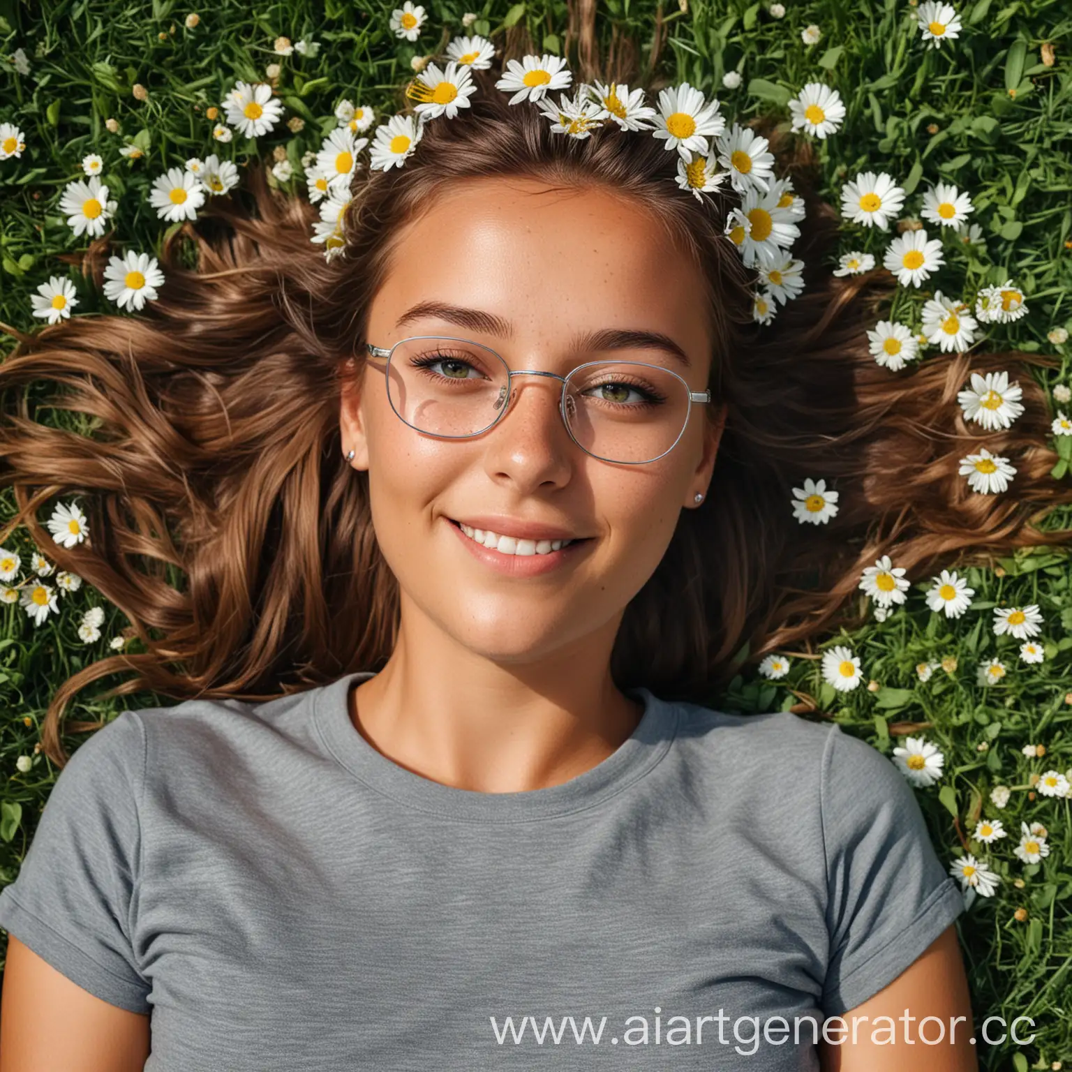 Sporty-Girl-Relaxing-in-Summer-Field-with-Daisies