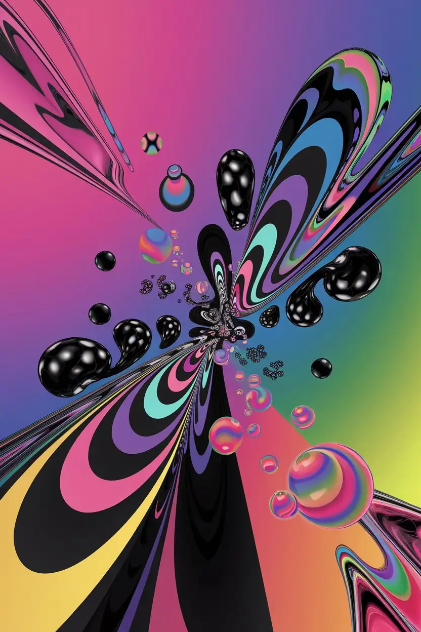 Psychedelic-Abstract-Art-with-Diverse-Colors-and-Shapes-on-Black-and-White-Backgrounds