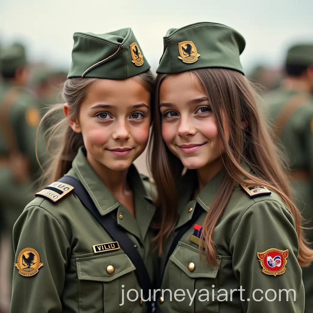 Dynamic-Portrait-of-Two-Beautiful-Girl-Soldiers-in-Action