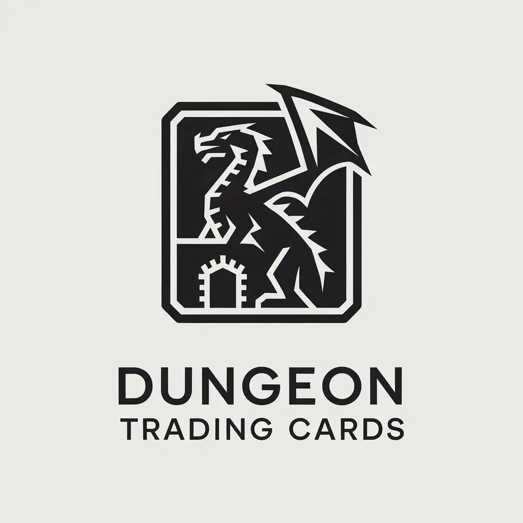 LOGO Design for Dungeon Trading Cards Minimalist Dragon Icon with Dungeon Entrance Theme