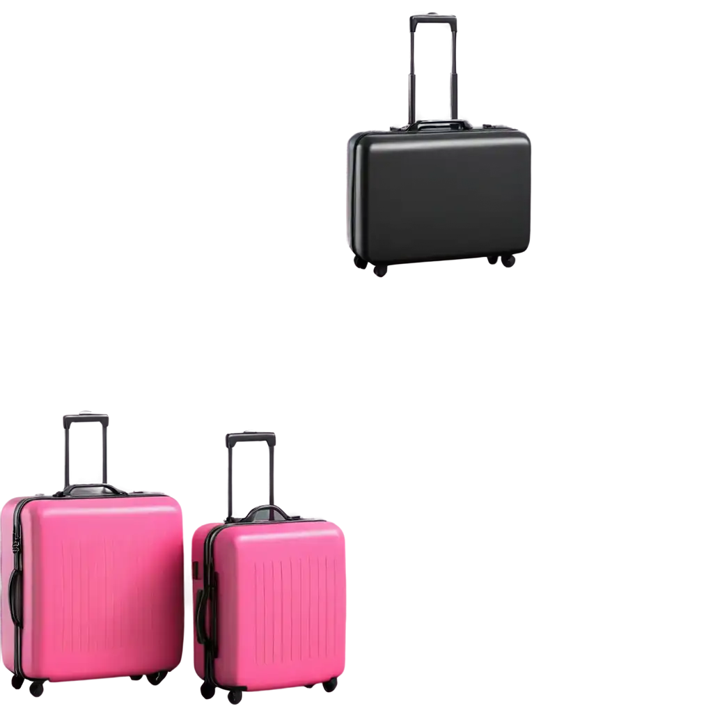 Two-Suitcases-One-Black-and-One-Pink-on-a-3D-Drawing-Background-PNG-Image-for-HighQuality-Visual-Content