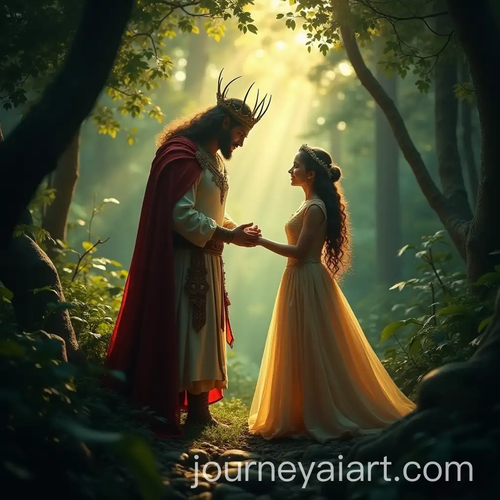 A-FairyTale-Encounter-Prince-and-Princess-Embrace-in-Jungles-Twilight