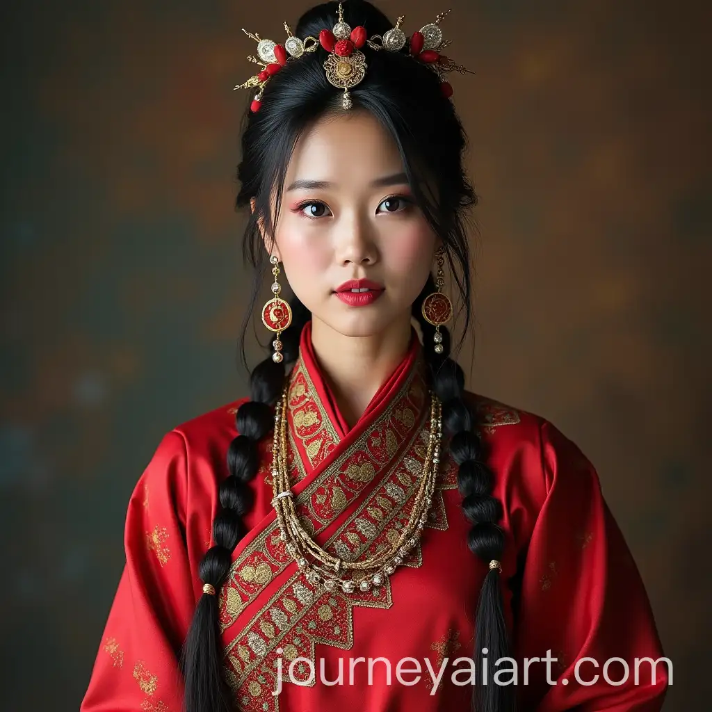Traditional-Mongolian-Female-Outfit-in-Cultural-Setting