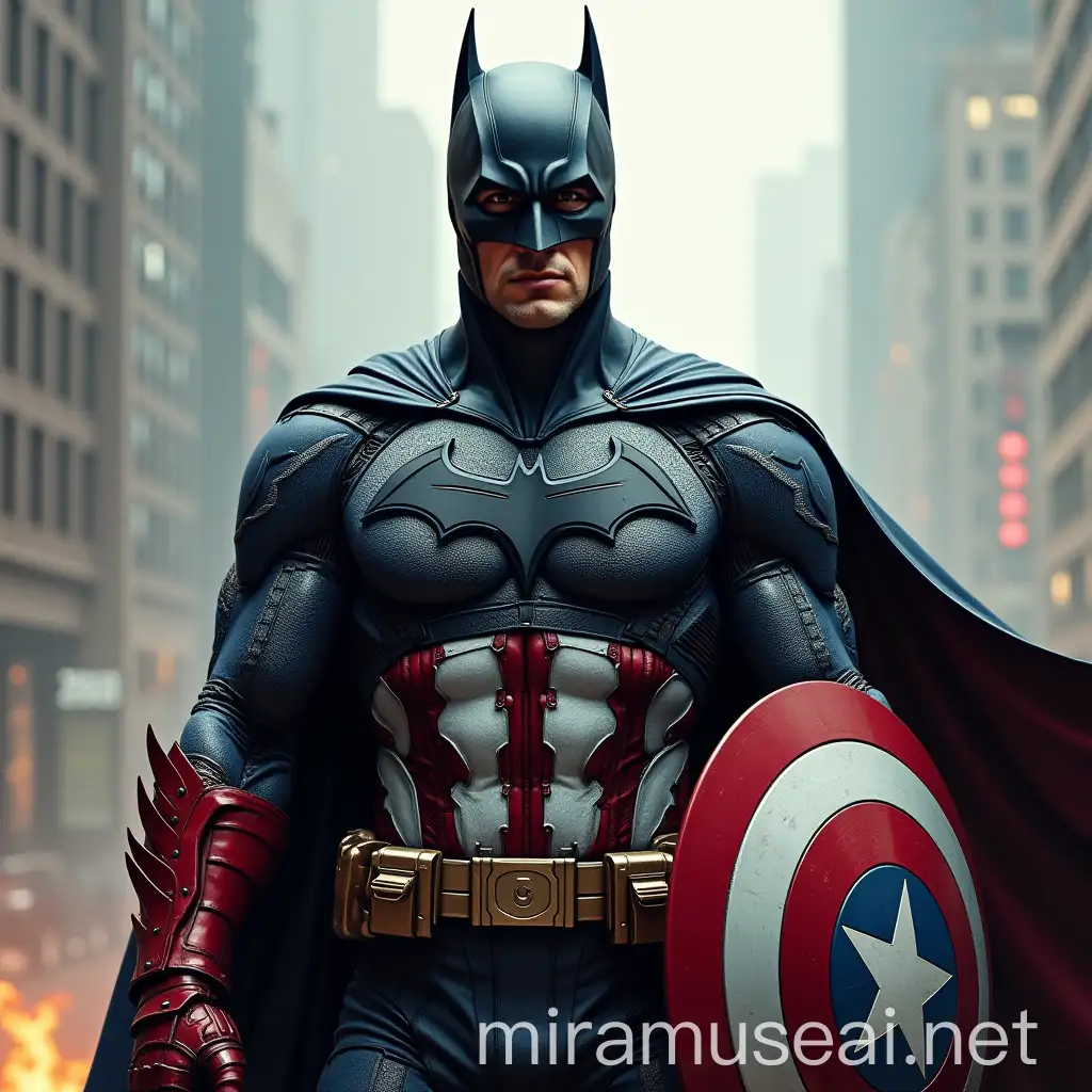 Superhero Fusion Batman and Captain America Combined Character Concept