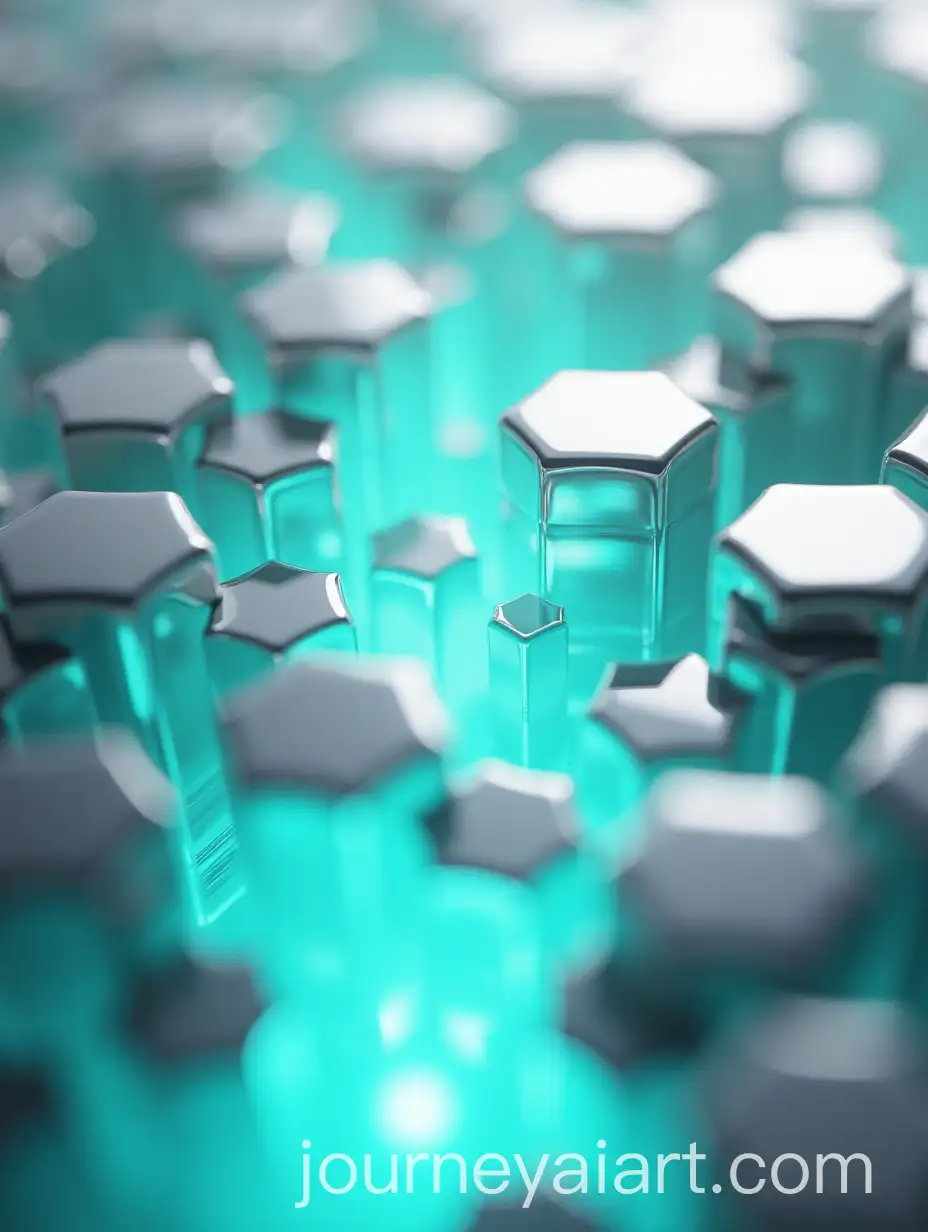 Abstract-Hexagonal-Mirror-Surface-with-Turquoise-Light-Breaking-Through