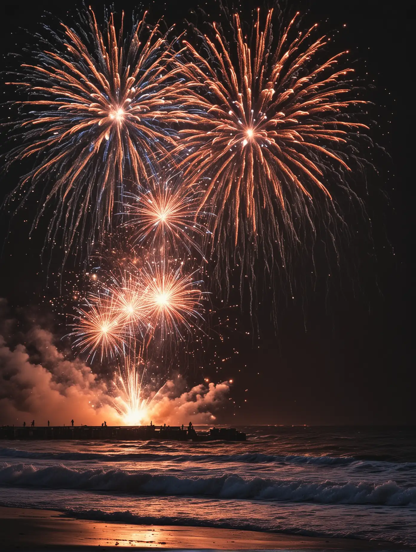 Spectacular-Fireworks-Over-the-Seaside-at-Night