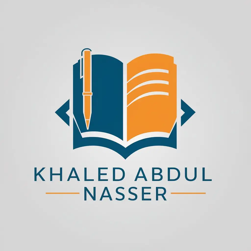 LOGO Design for Khaled Abdul Nasser Educational Theme with Book and Pen Symbols