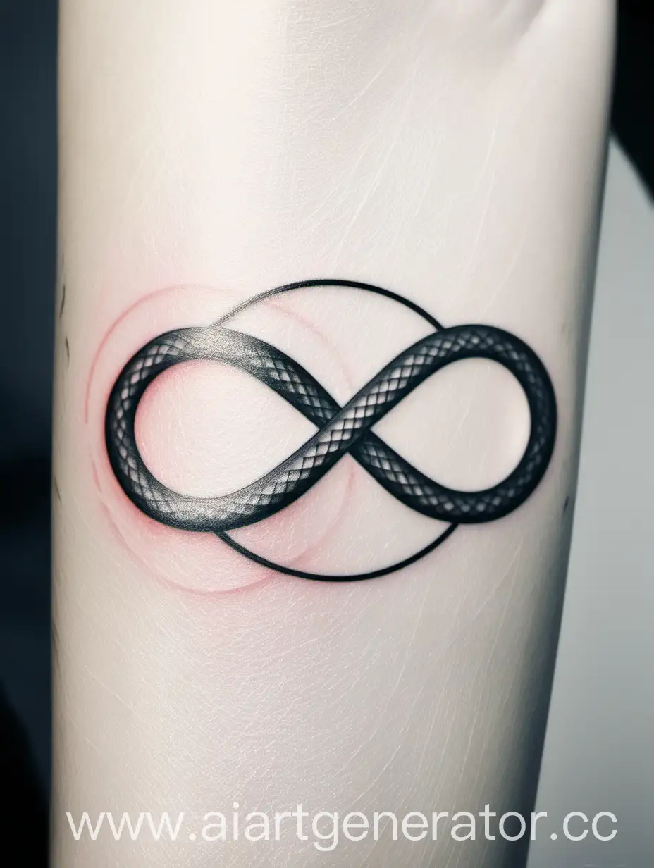 tatuaje de simbolo del infinito con linea que separa los 2 circulos con referencias mitologicas