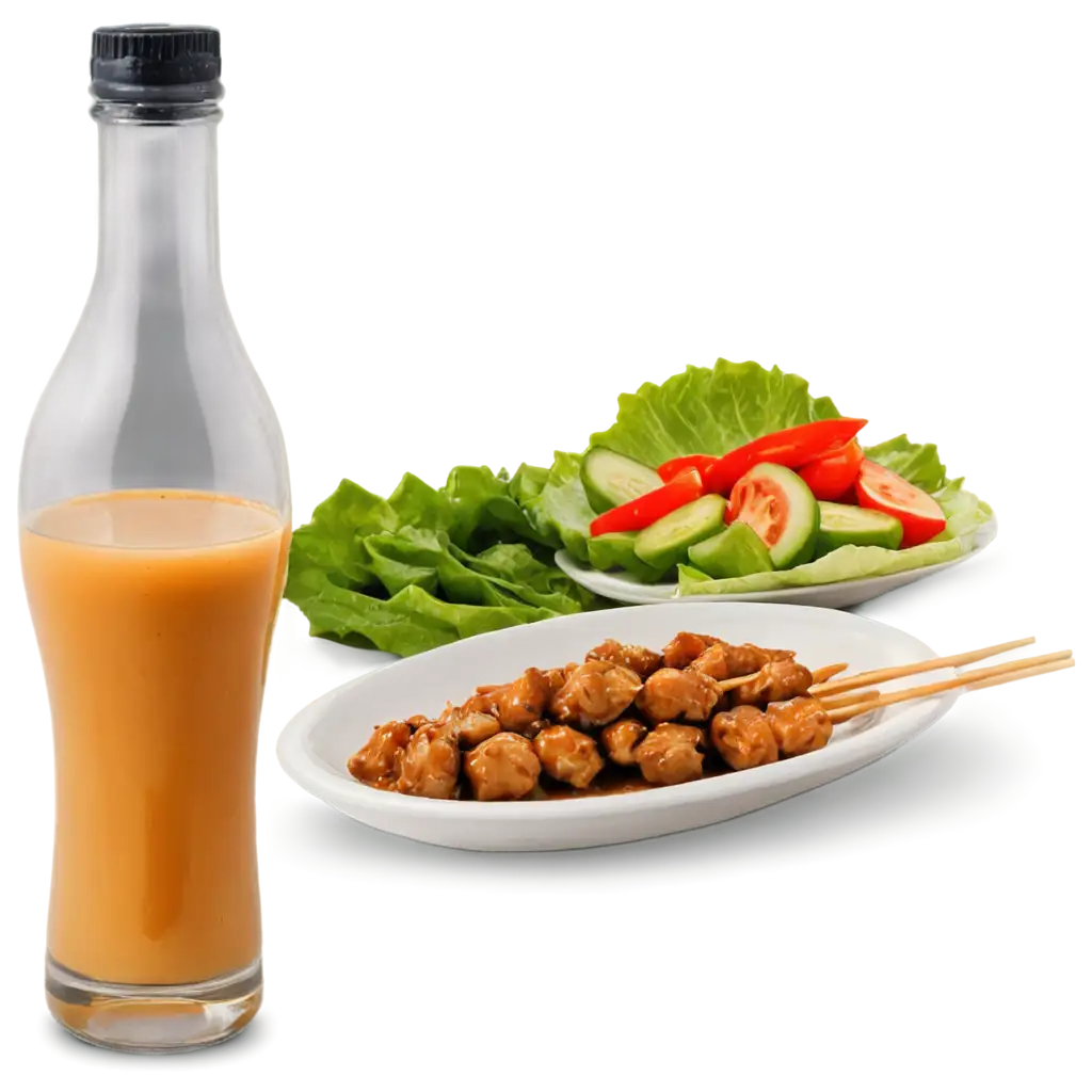 Delicious-Chicken-Satay-Plate-with-Fresh-Vegetables-and-Lemon-Juice-PNG-Image