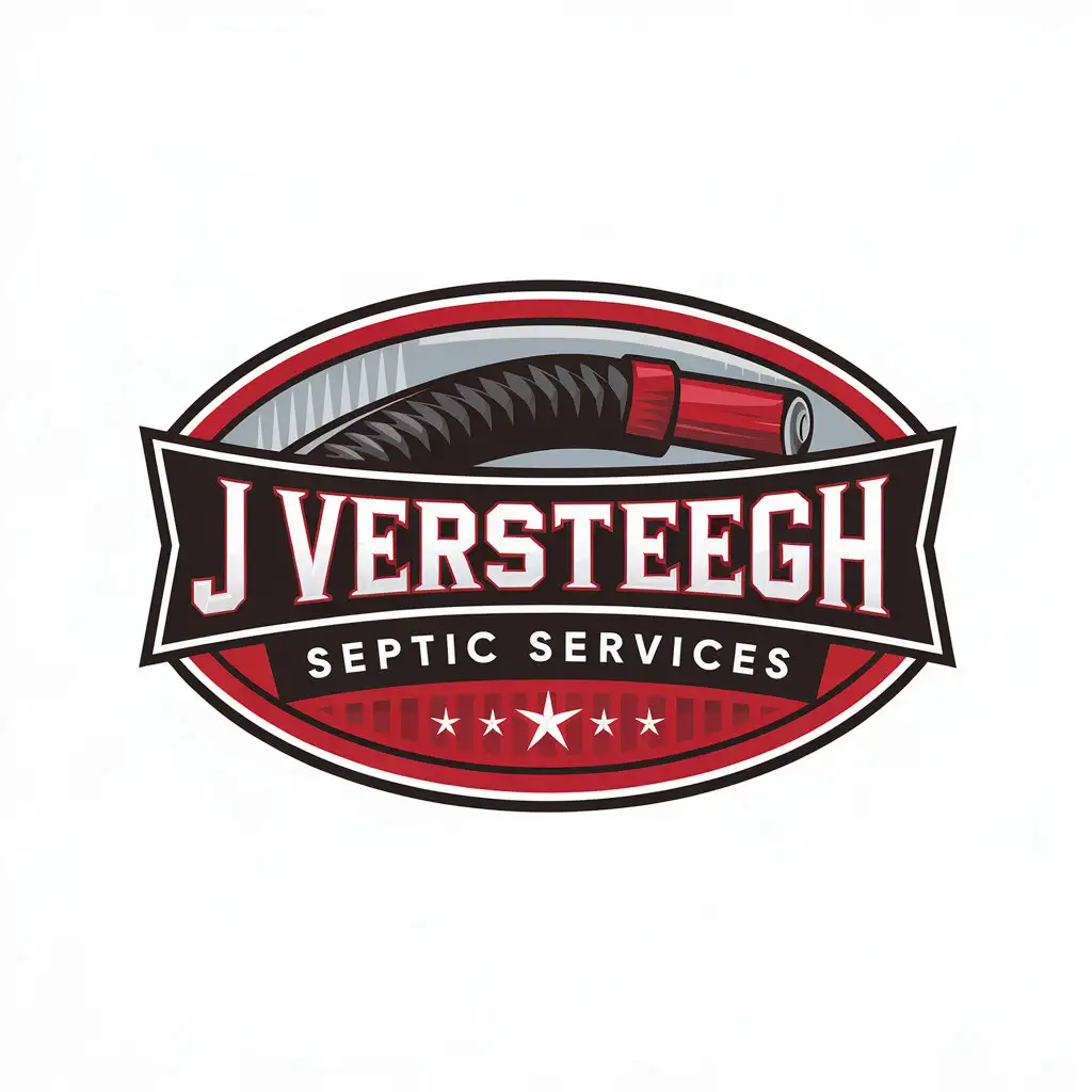 LOGO Design for J Versteegh Septic Services Modern Look with Red Black and Septic Hose Theme