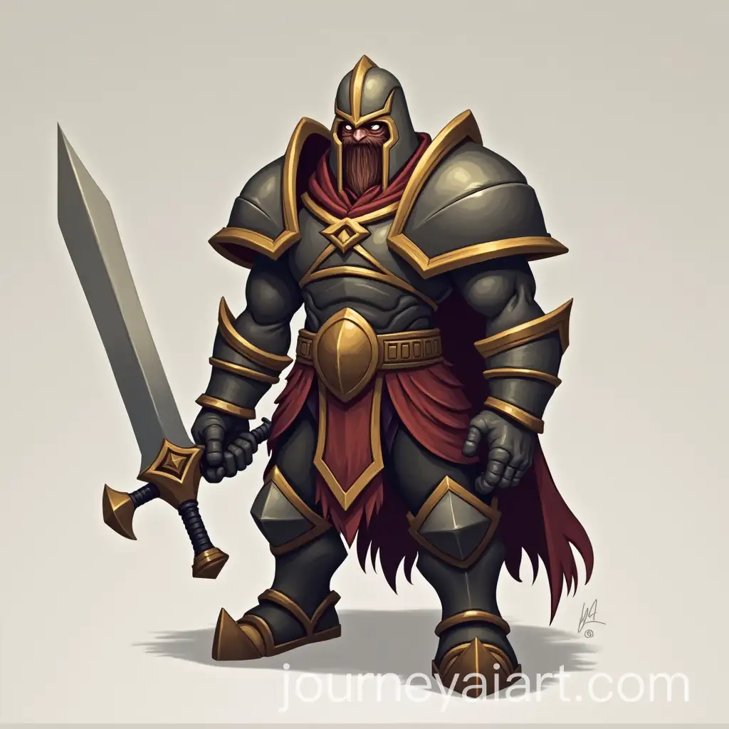 Stylized-Warrior-in-Armor-with-Sword-and-Helmet-in-Warcraft-Rumble-Style
