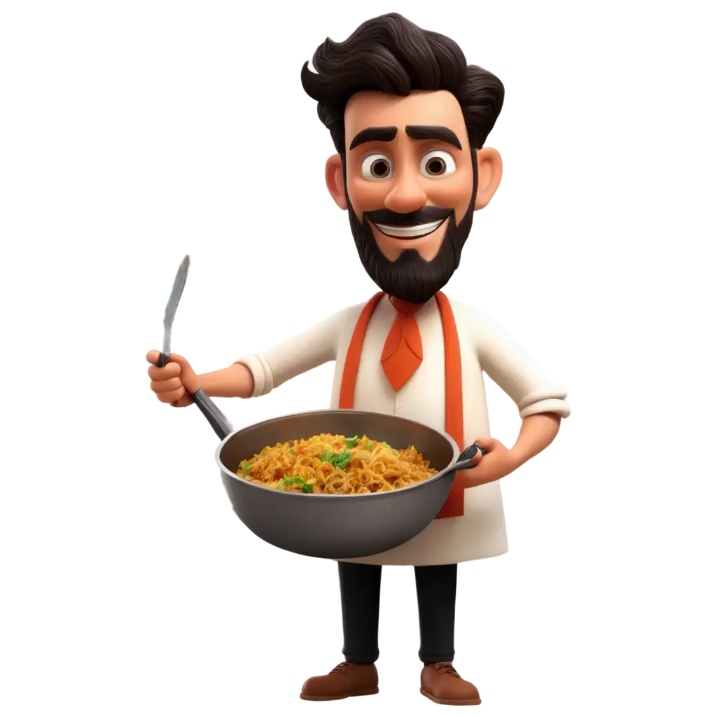 Cartoonish-PNG-Image-of-a-Huge-Chef-Holding-a-Pot-of-Biryani-Vector-Art