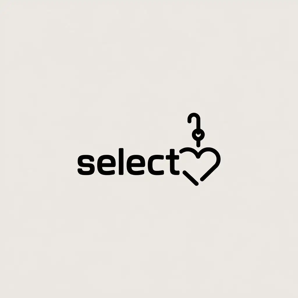 LOGO Design for Selecto Heart with Hook in Minimalistic Style on Clear Background