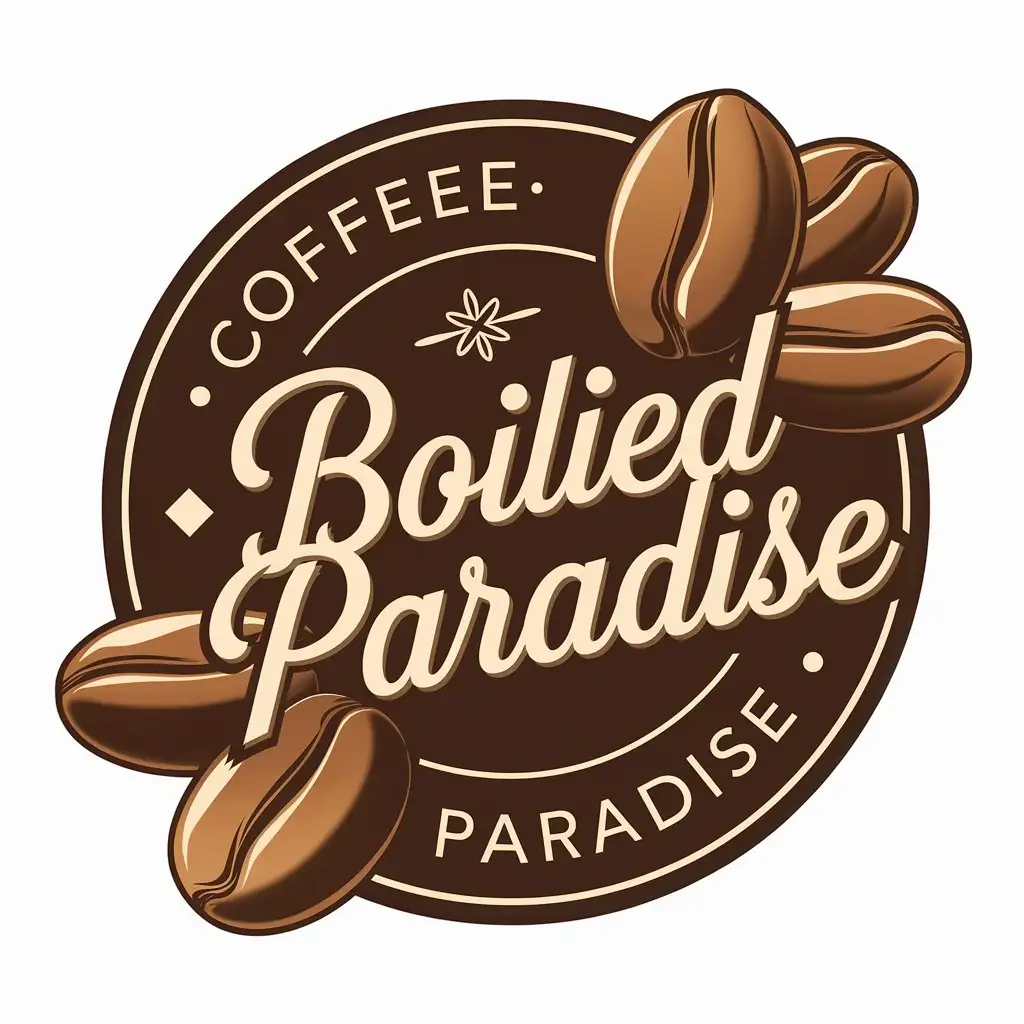 LOGO Design For Coffee Shop Boiled Paradise Modern Exquisite Logo with Coffee Beans and Earthy Tones