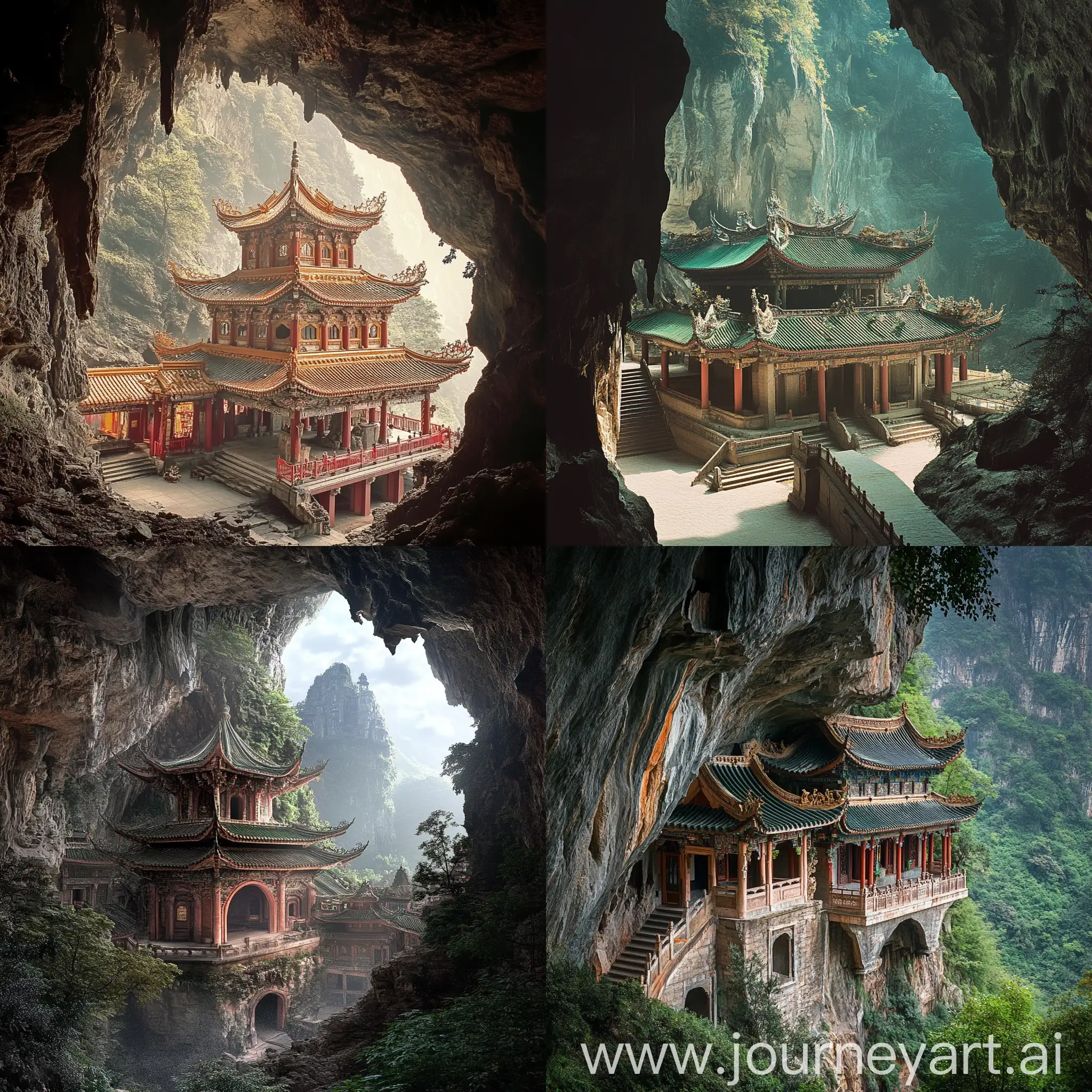 Majestic-Chinese-Cave-Temples-Ancient-Architecture-in-Serene-Surroundings