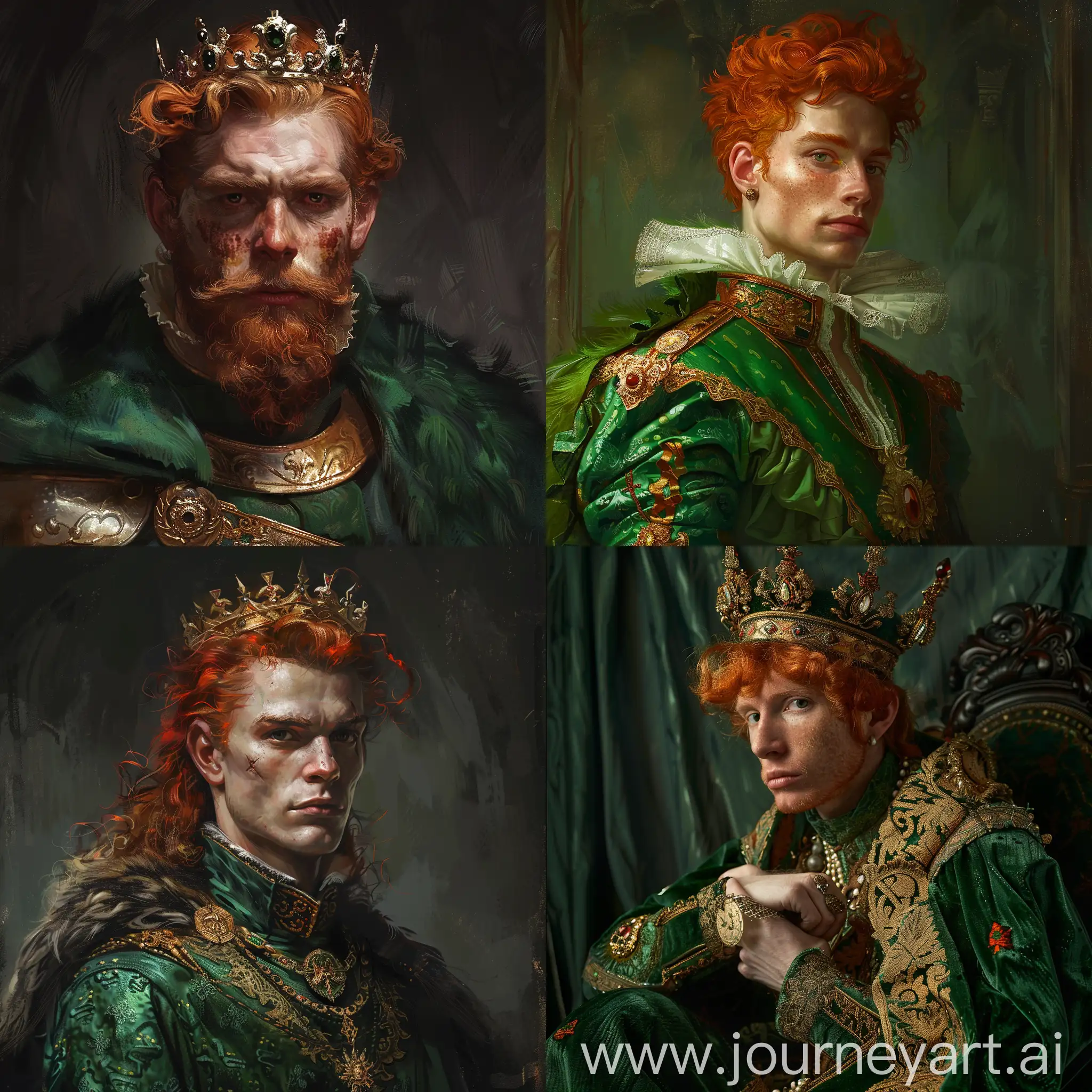 RedHaired-King-in-Green-Regal-Attire