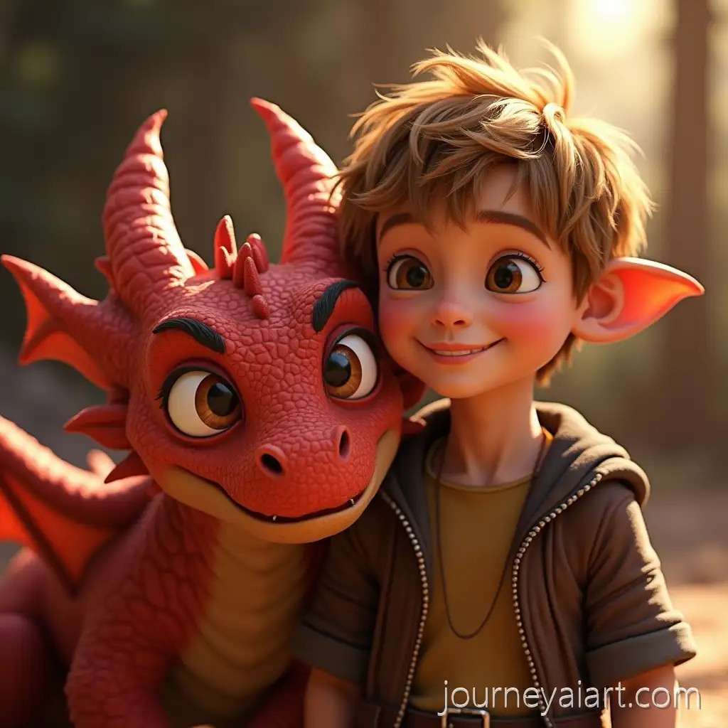 Cheerful-Halfling-with-His-Playful-Pet-Red-Dragon-in-Animated-Fantasy-Style