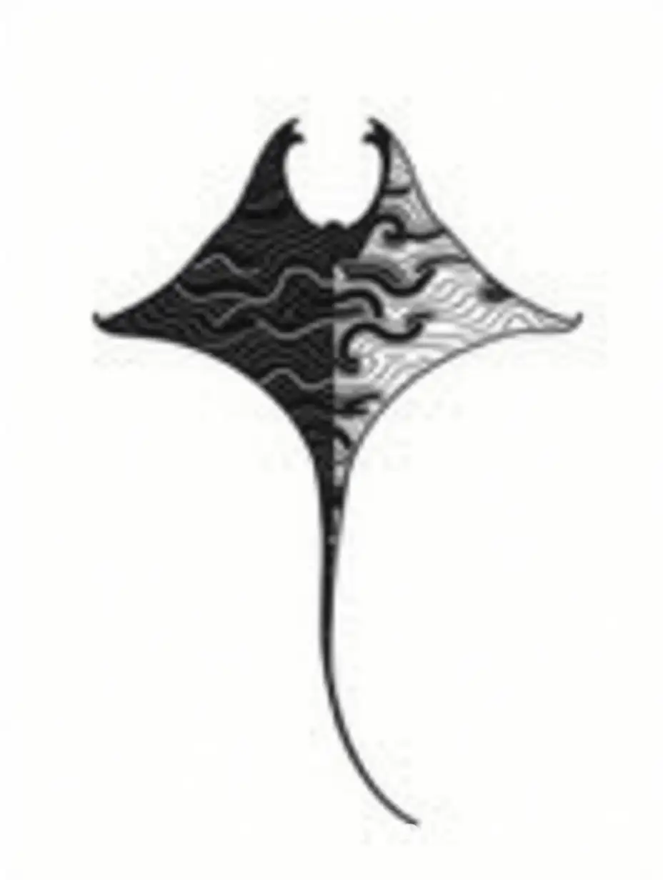 Sleek-Manta-Ray-Illustration-Blending-Chinese-Motifs-and-Minimalist-Design