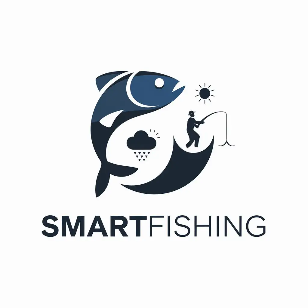 LOGO Design for SmartFishing Modern Fish Fisherman Weather Icons for Technology Industry