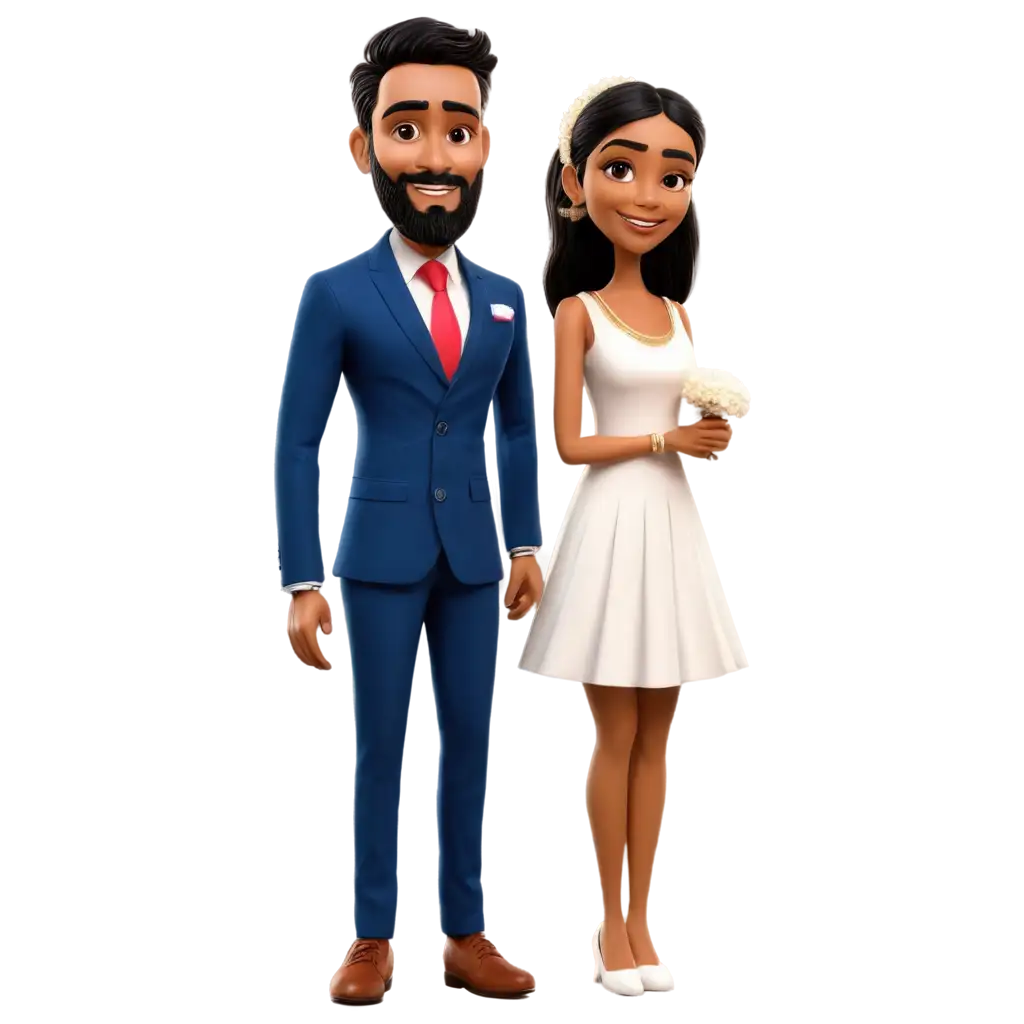 South-Indian-Dusky-Wedding-Couple-PNG-A-Charming-Caricature-for-Diverse-Applications