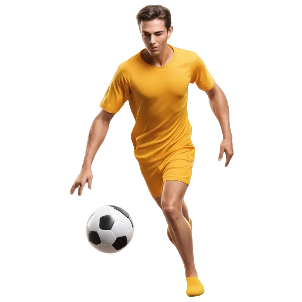 Realistic-Uniformed-Adult-Beach-Soccer-Player-with-Ball-on-Foot-Running-PNG-HighQuality-Image-for-Web-Use