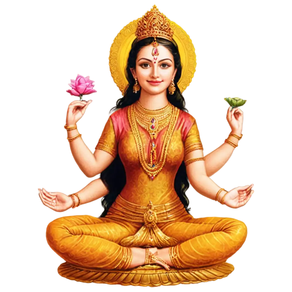 Goddess-Laxmi-Blessing-PNG-Image-A-Divine-Symbol-of-Prosperity-and-Abundance