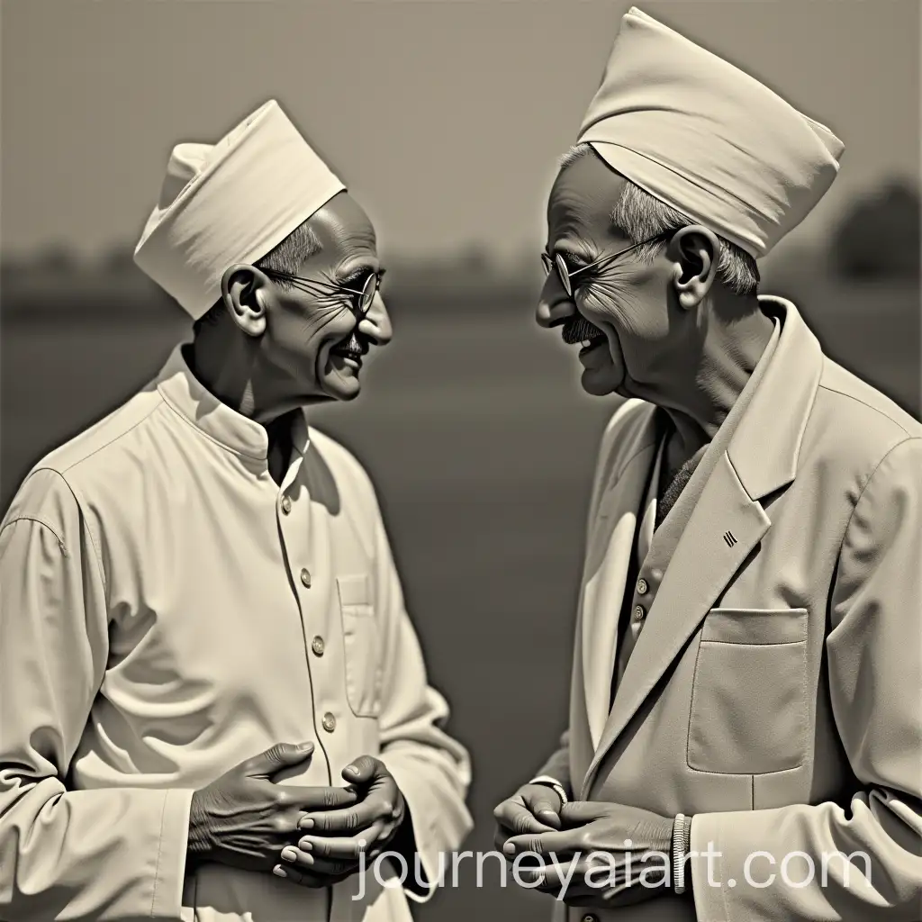 Gandhi-and-Nehru-Portrait-in-Historical-Setting