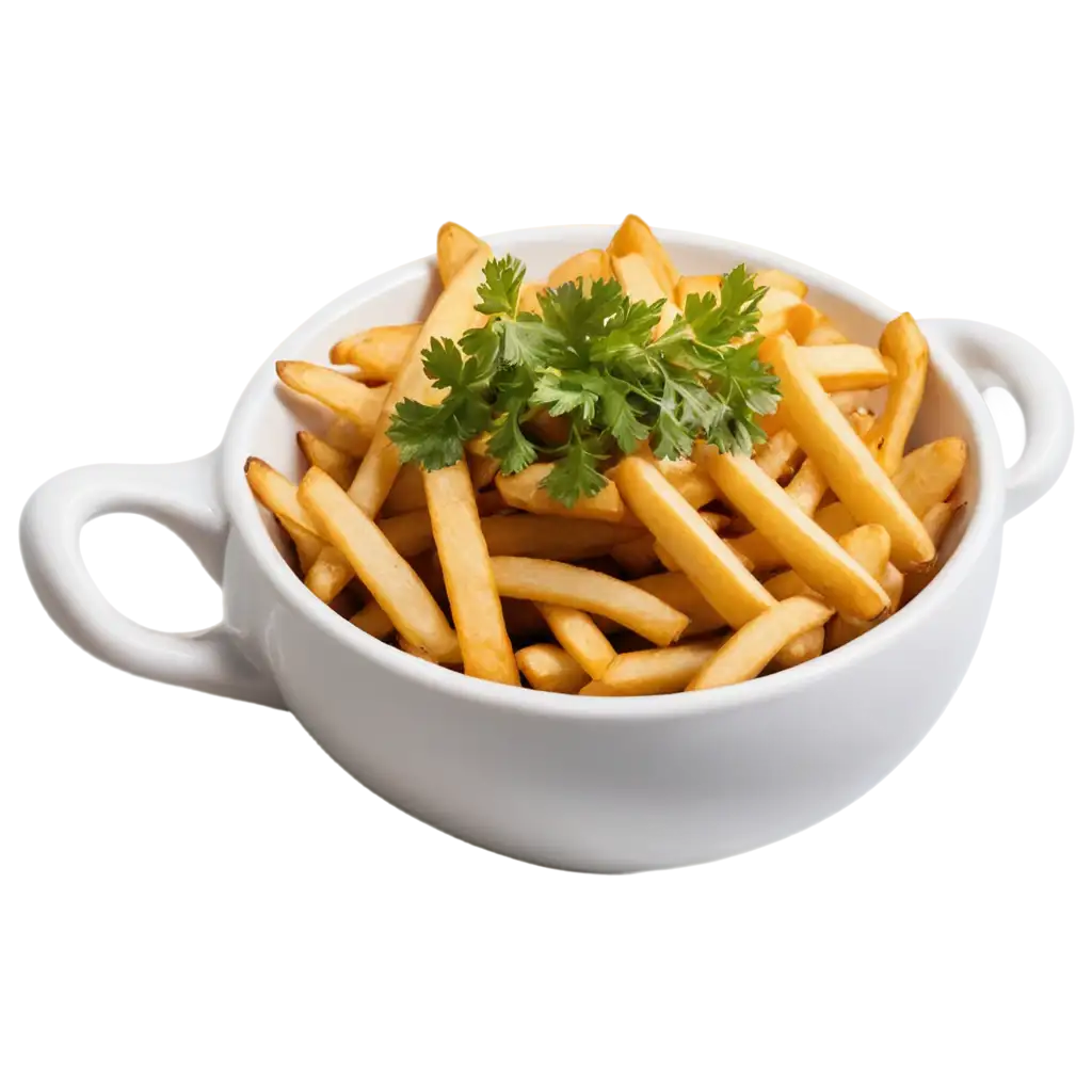 Top-View-of-French-Fries-with-Coriander-Garnish-PNG-Image-HighQuality-Clarity-for-Digital-Use