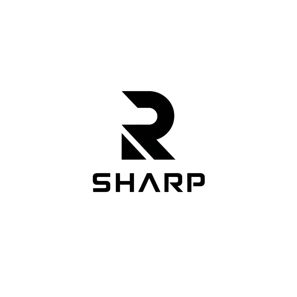 a vector logo design,with the text "Sharp Medium", main symbol:English letters RE; minimalistic; high-end,Minimalistic,be used in advertisement industry,clear background