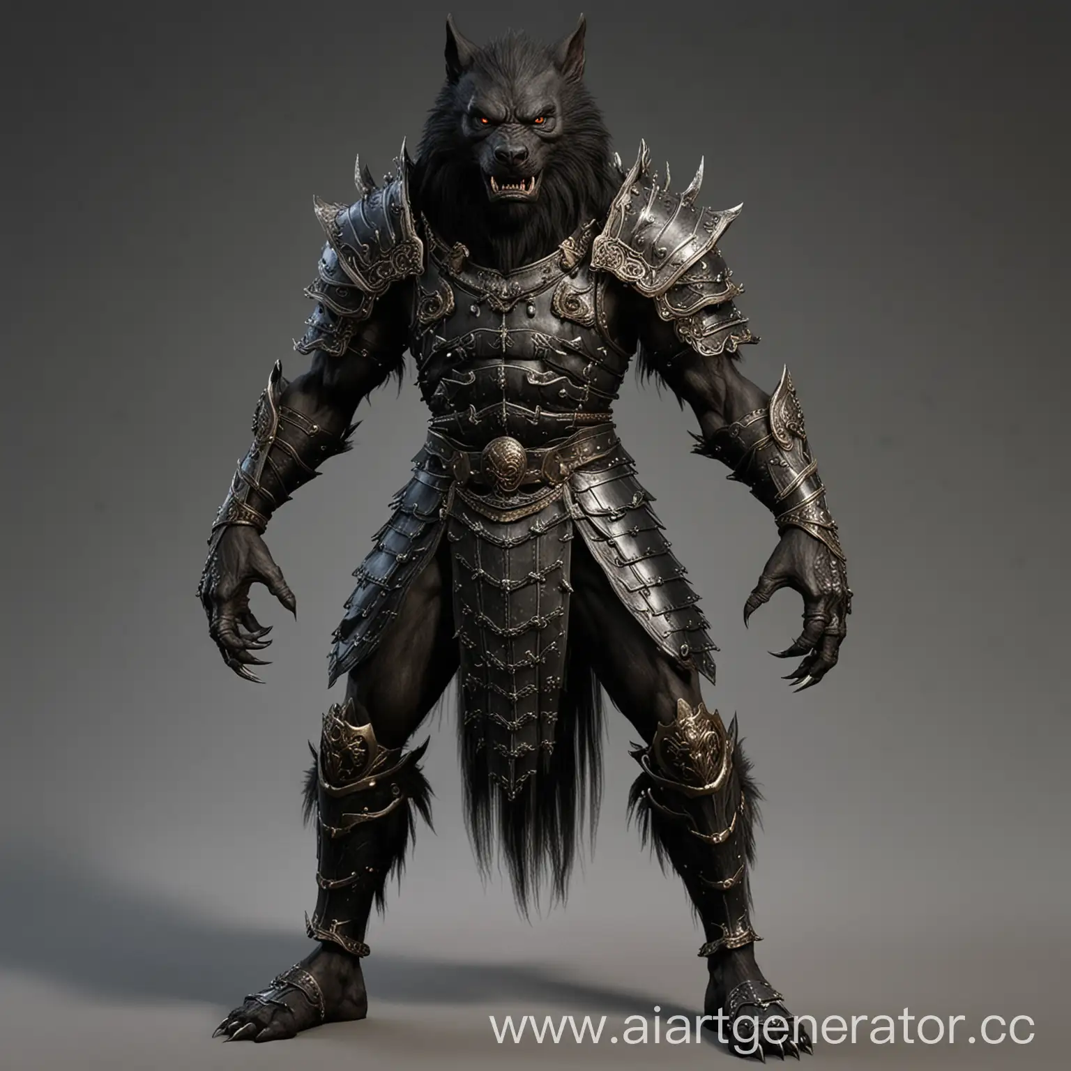 Mystical-Black-Werewolf-in-Traditional-Chinese-Armor