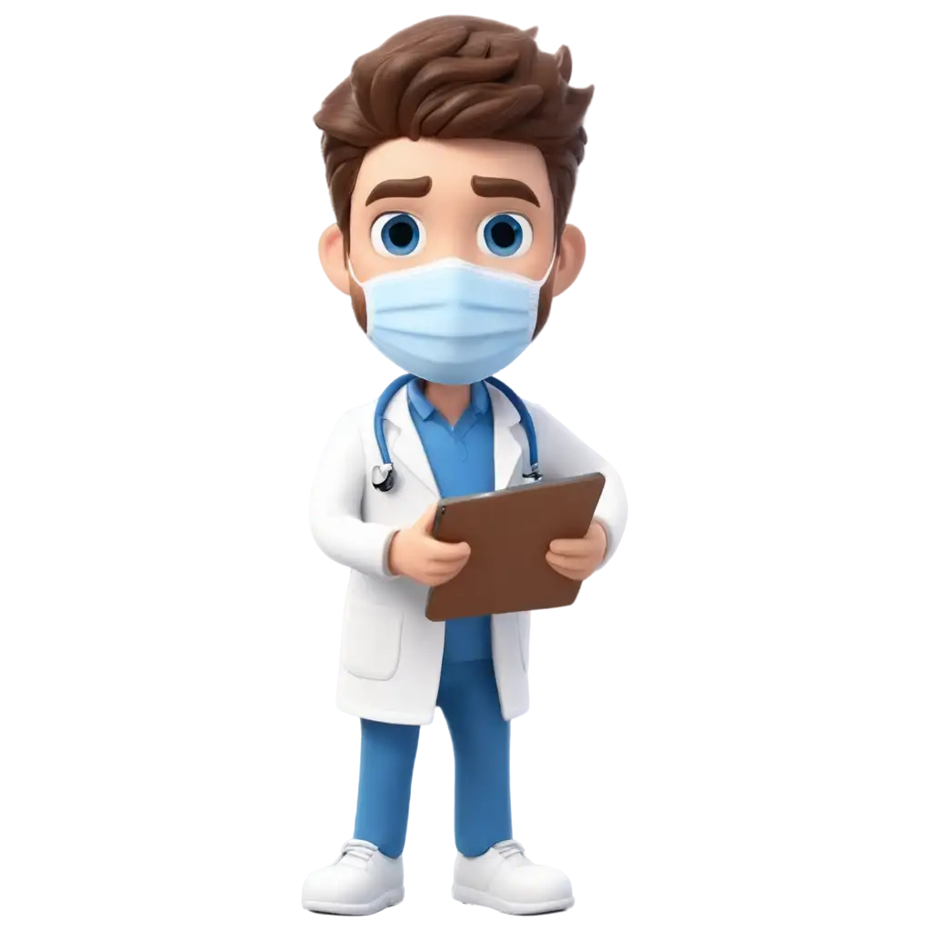 HighQuality-PNG-Image-of-a-Dentist-with-Blue-Eyes-Brown-Hair-and-Doctor-Mask-Emoji-iPhone-Inspired-Design