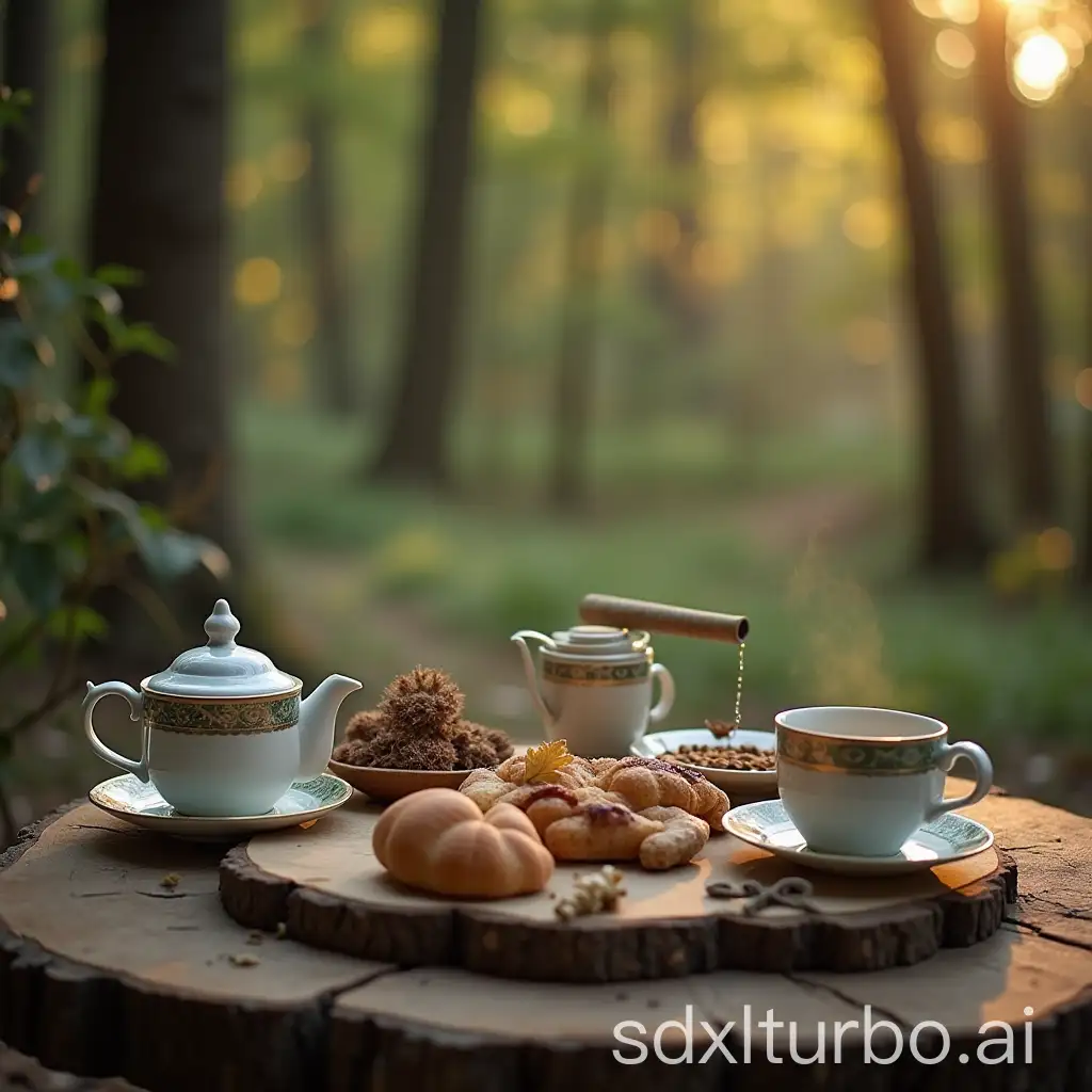 Relaxing-Camping-Scene-with-Tea-Table