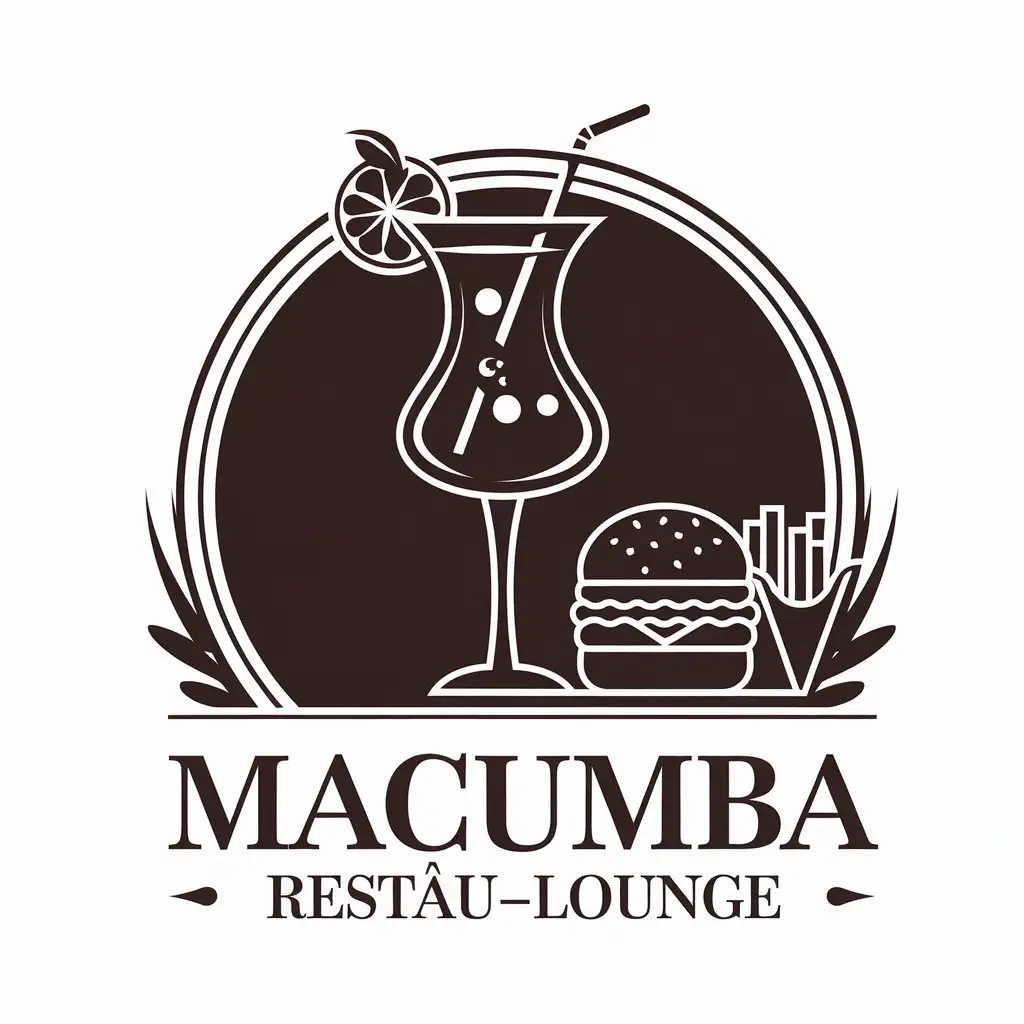 LOGO Design for MACUMBA RESTAULOUNGE Vector Design with Food Drink Nightclub Theme