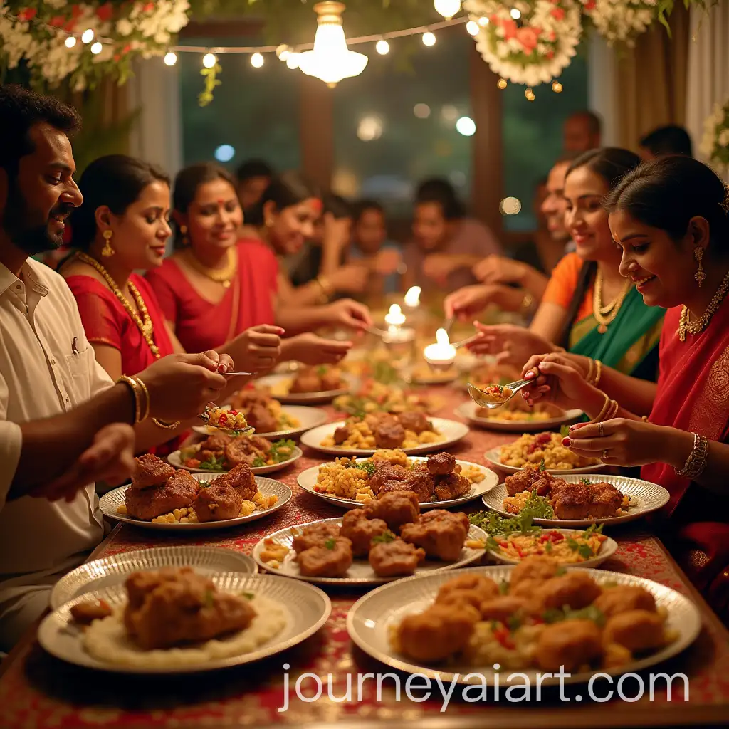 Traditional-South-Indian-Wedding-Feast-with-Men-and-Women-Enjoying-Chicken-and-Mutton