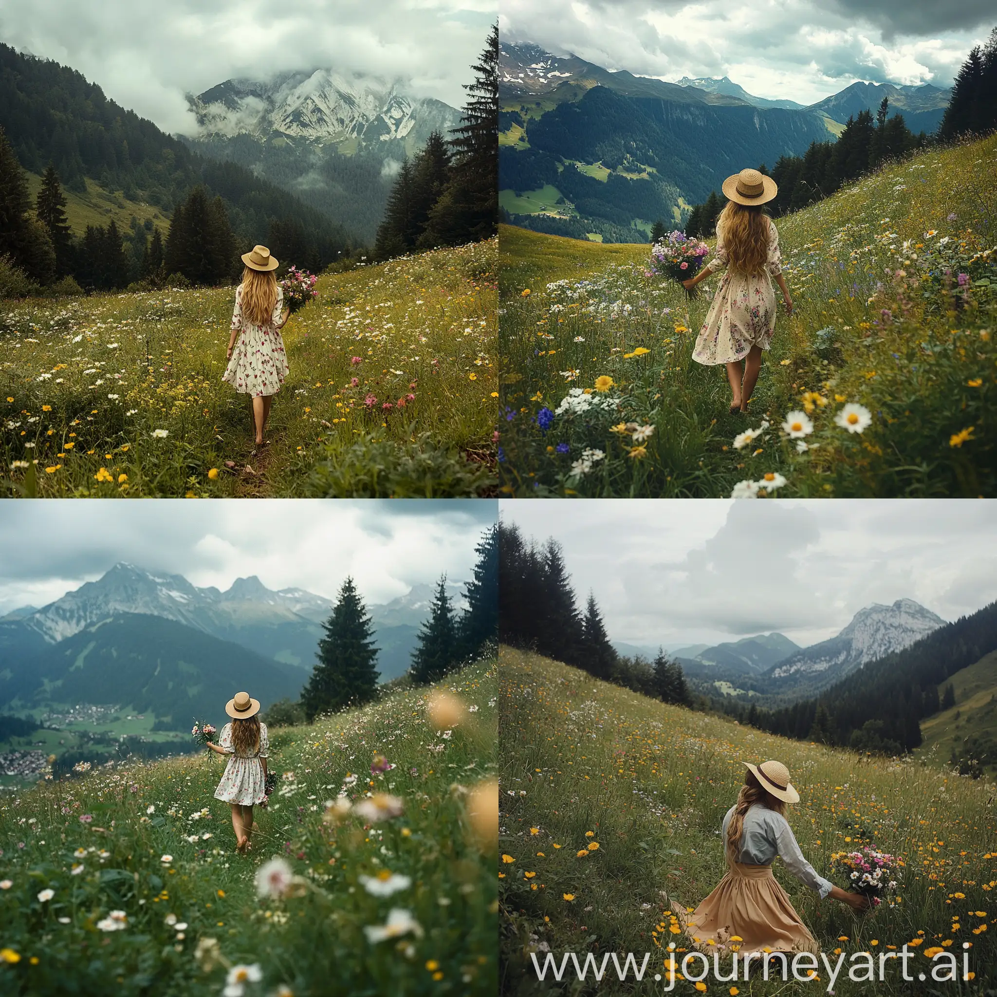 Lady-Picking-Wildflowers-in-an-Austrian-Autumn-Meadow