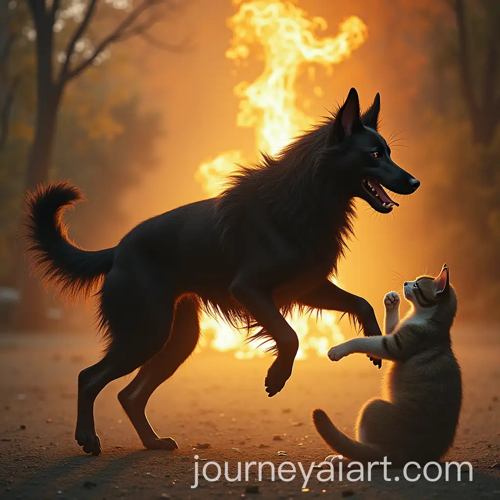Demonic-Dog-with-Battle-Tail-Attacking-Christian-Cat-in-Intense-Showdown