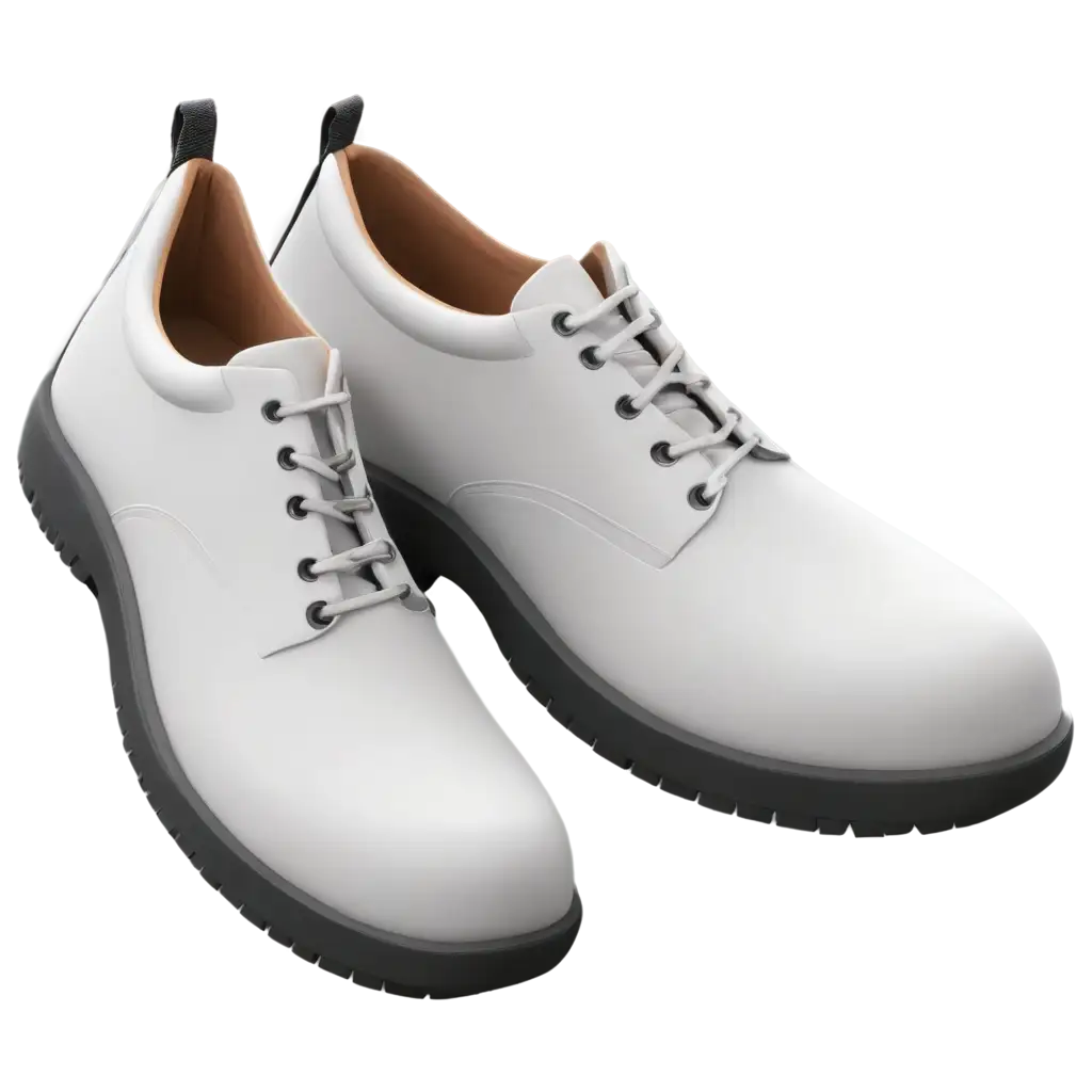 Realistic-3D-Render-of-White-ClosedToe-Laboratory-Safety-Shoes-PNG-with-NonSlip-Sole-and-Reinforced-Toes