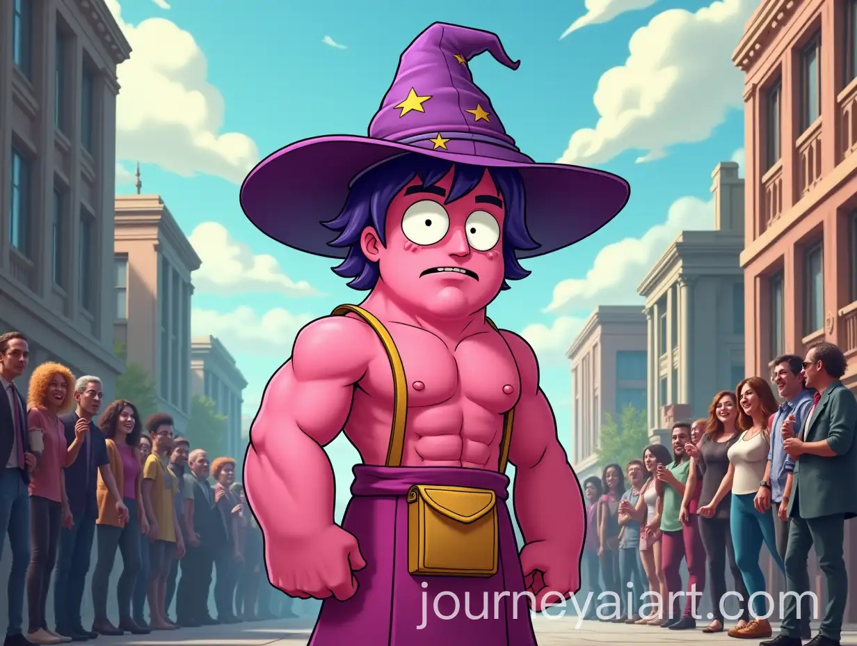 Pink-Humanoid-Wizard-in-Chaotic-Zombie-Apocalypse-and-Marijuana-Protest