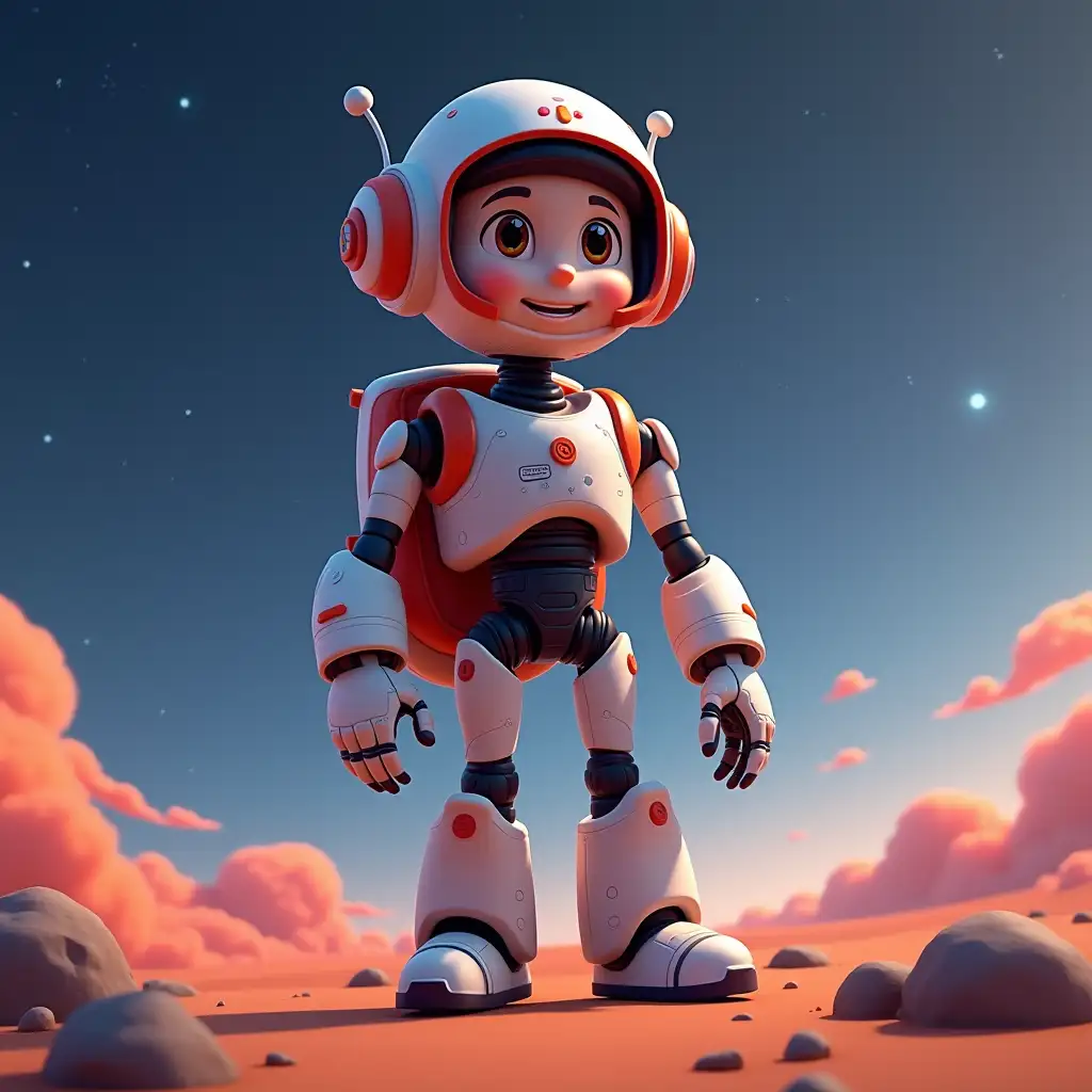 3d animation for bot travel to space and use pixar styel 