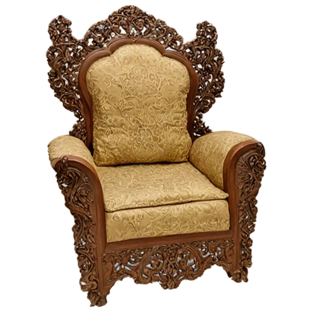 A handmade monabat floral wood carving single seat Iranian Sofa