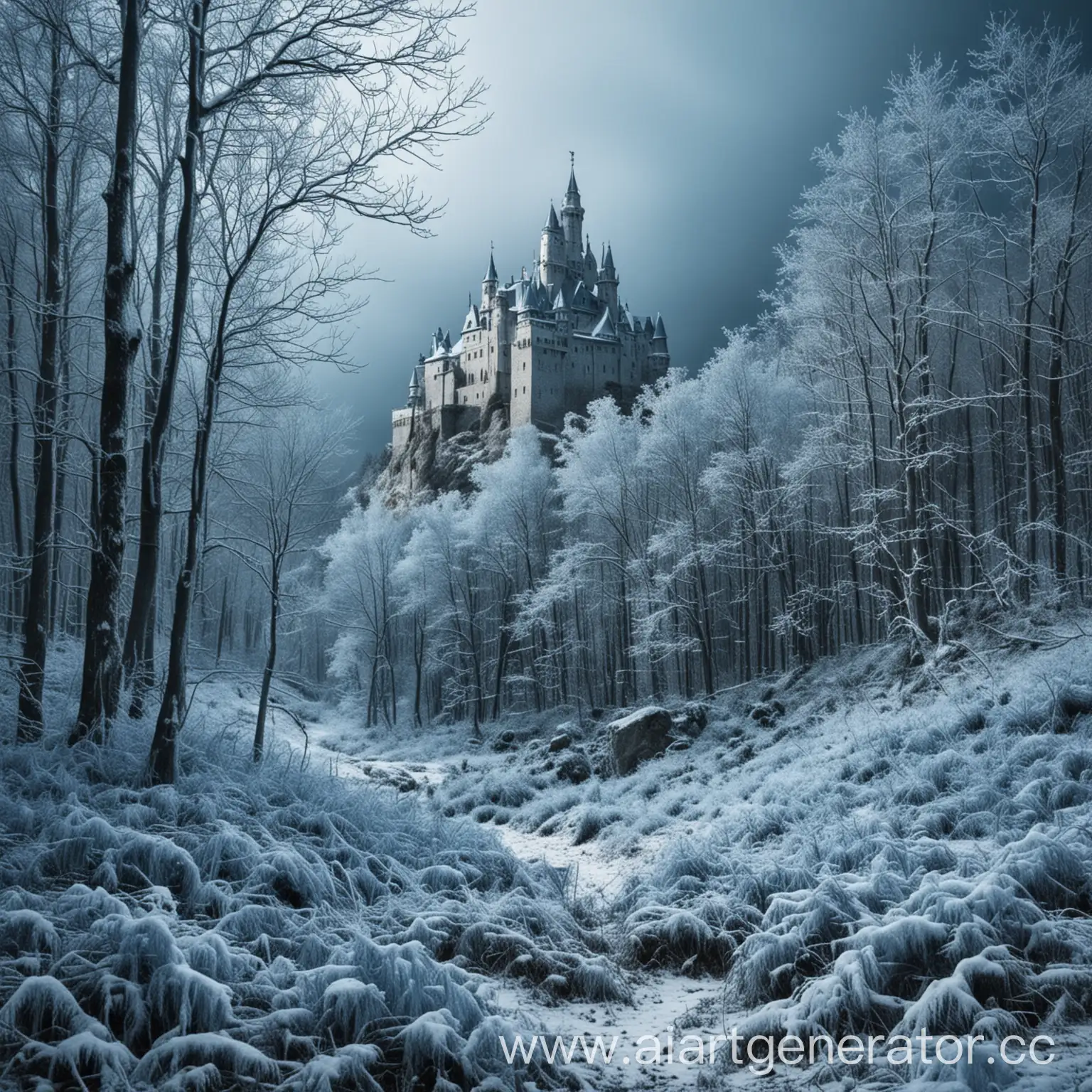 Enchanted-Blue-Winter-Forest-with-Castle