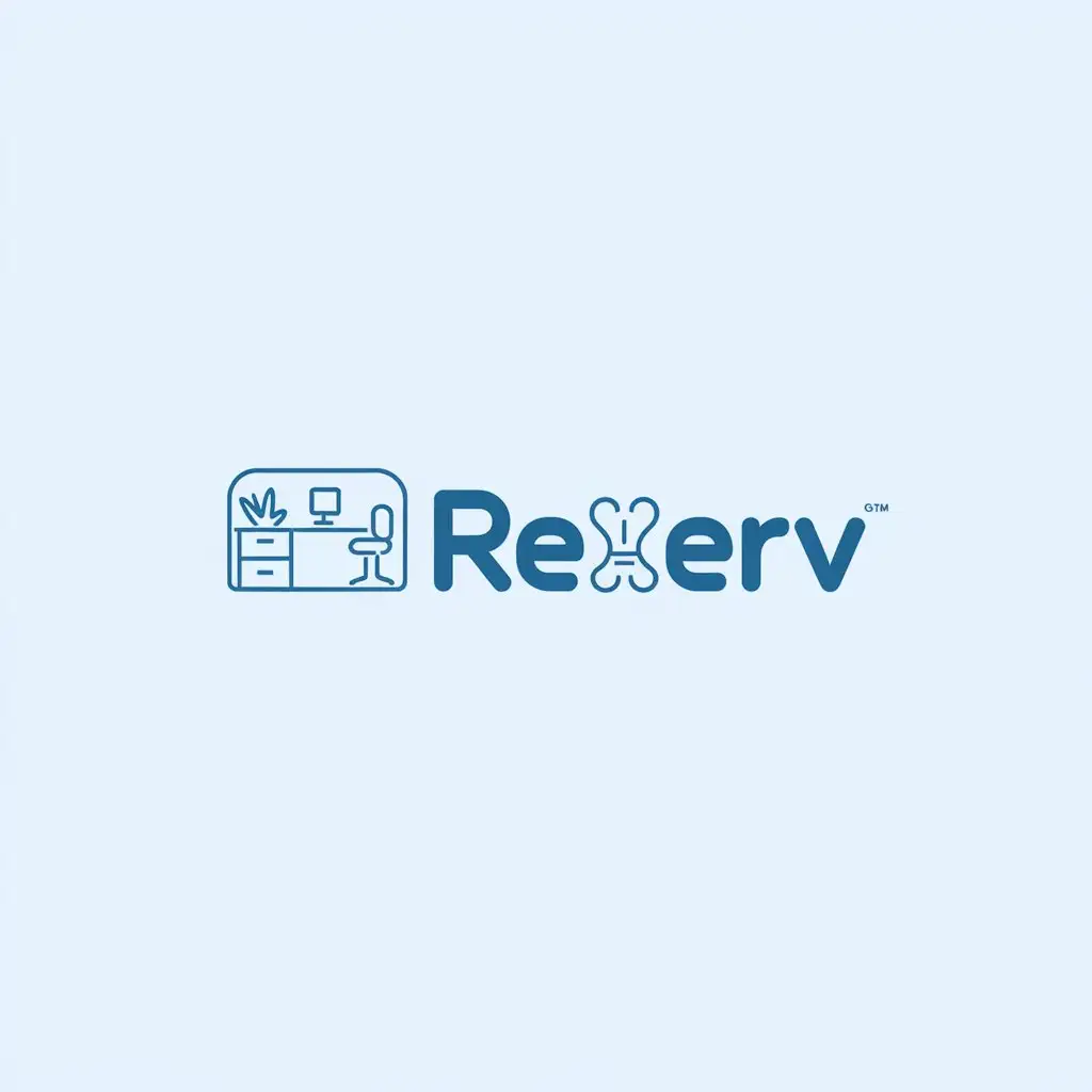 LOGO Design for ReXerv Blue Office Space Illustration with Styled X