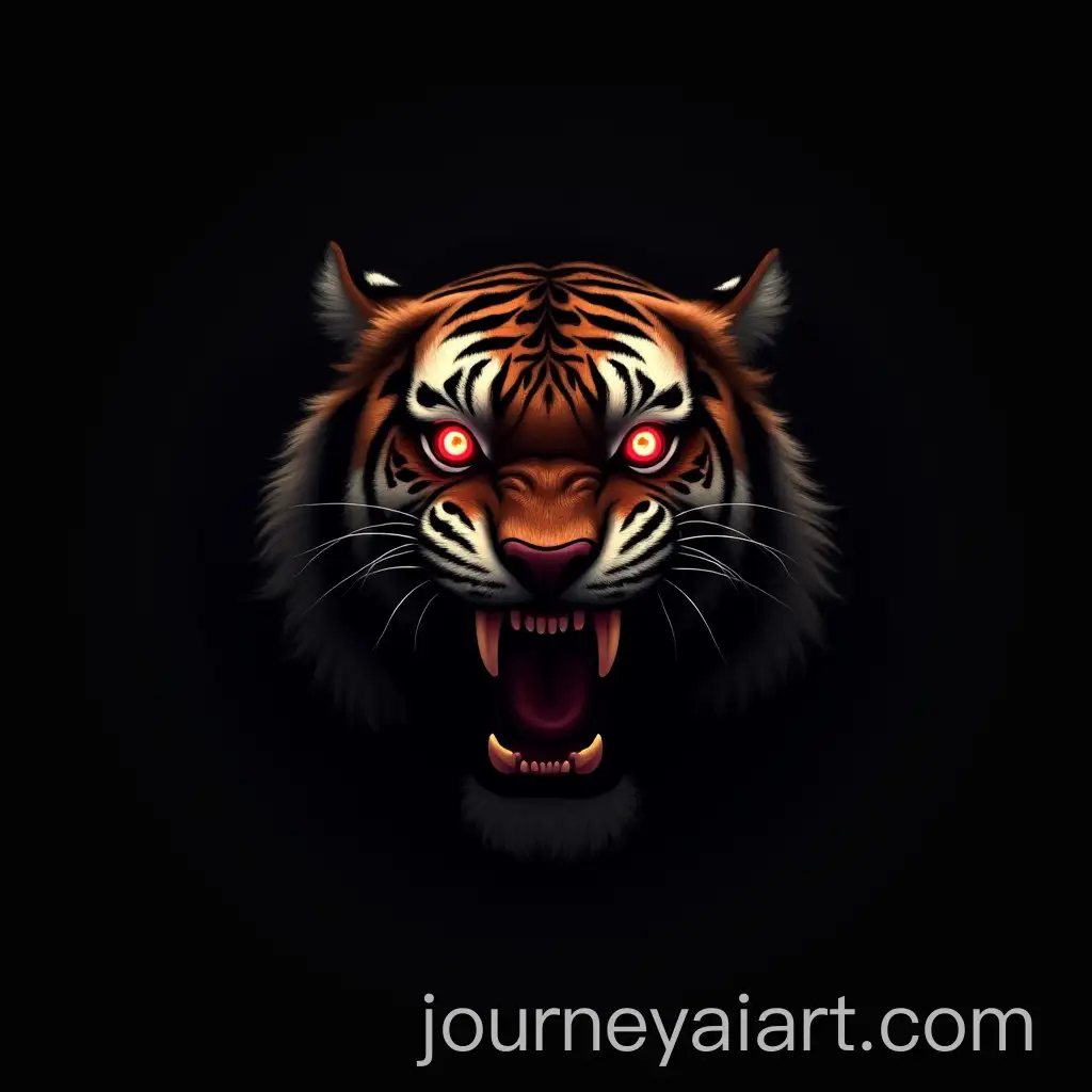 Dark-Bengal-Tiger-Roaring-with-Glowing-Red-Eyes-in-Logo-Design