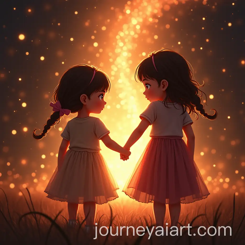Twins-Aya-and-Arda-Holding-Hands-Surrounded-by-Radiant-Light-Glow