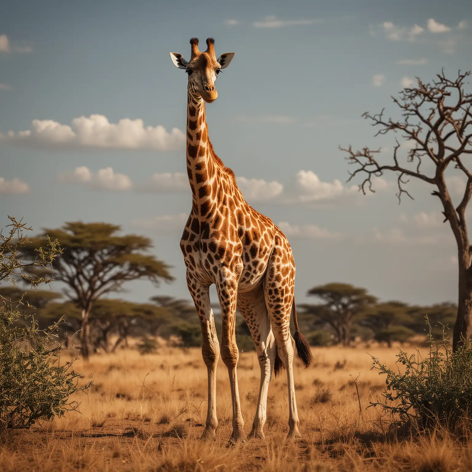 Giraffe-Standing-Tall-in-African-Savannah