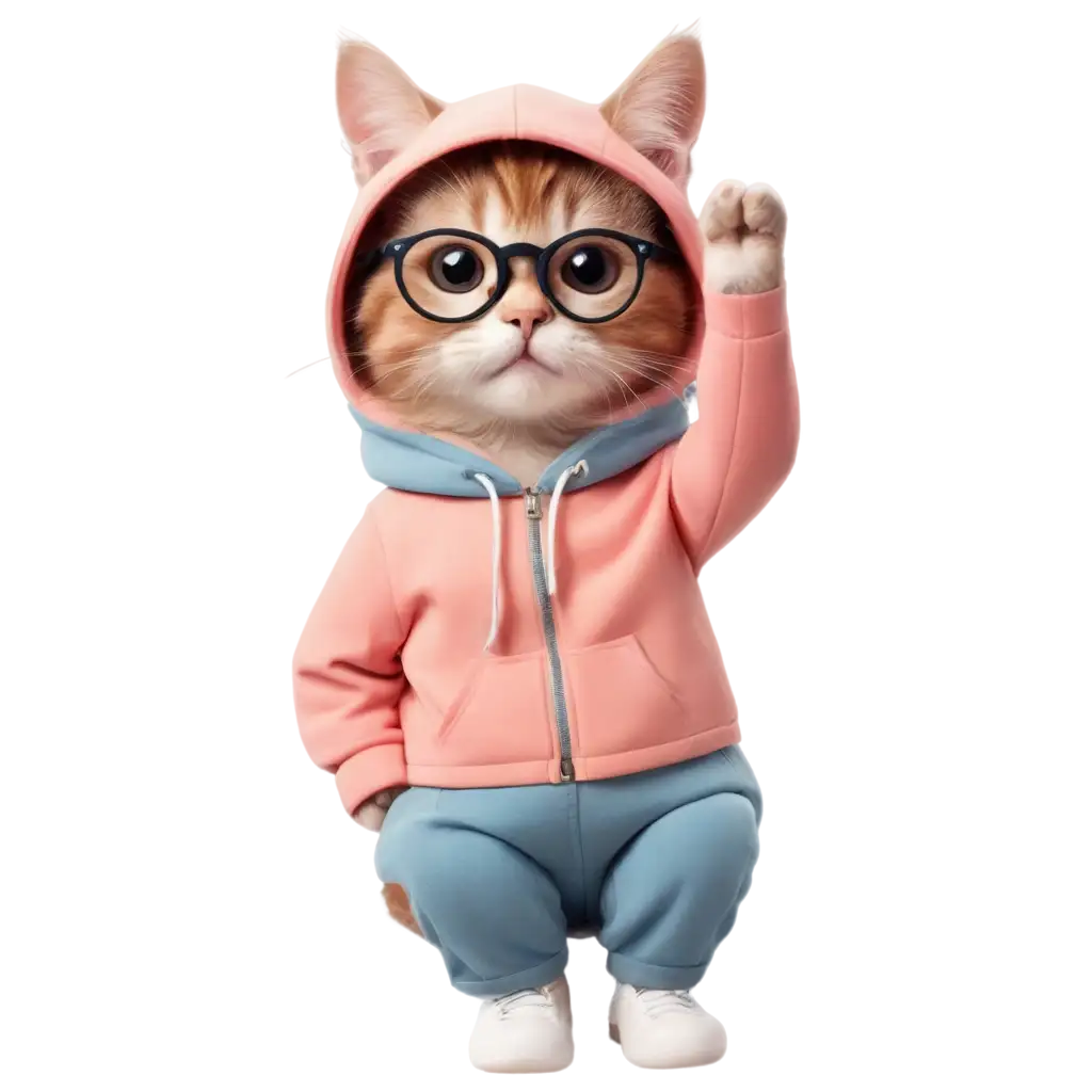 Adorable-Cat-in-Hoodie-PNG-Image-Cute-Playful-Cat-with-Glasses-on-the-Sidewalk