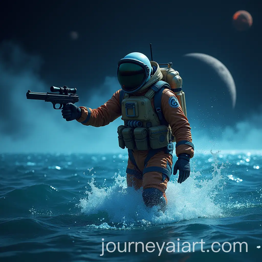 Astronaut-Navigating-a-Cosmic-Ocean-with-Gun-and-Gin